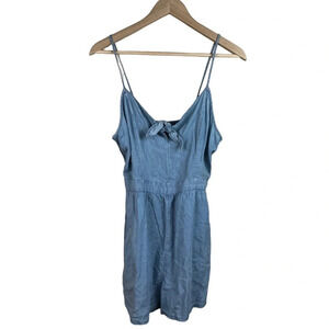 Aerie • Chambray Tie Front Knot Romper